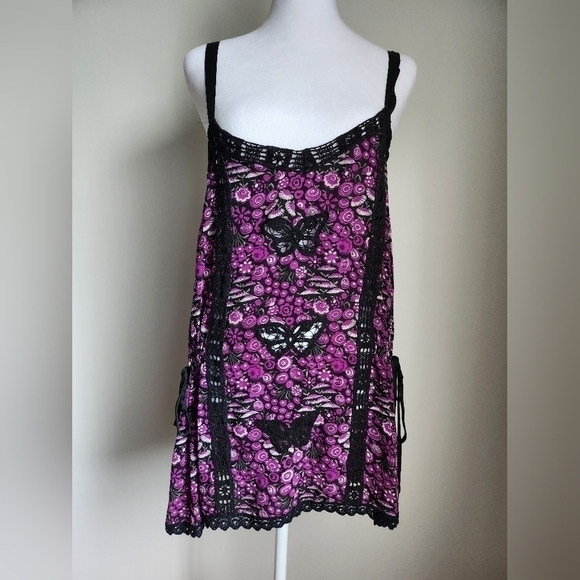 Rare Vintage Y2K Anna Sui Tank Top | Silk Floral Lace Cut Out Butterfly Camisole - Picture 1 of 9